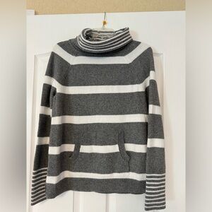 Loft Striped Cowlneck Pocket Sweater